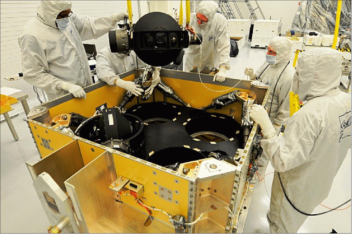 Figure 2: Ball Aerospace engineers install an advanced Control Moment Gyroscope into WorldView-3 (image credit: BATC)