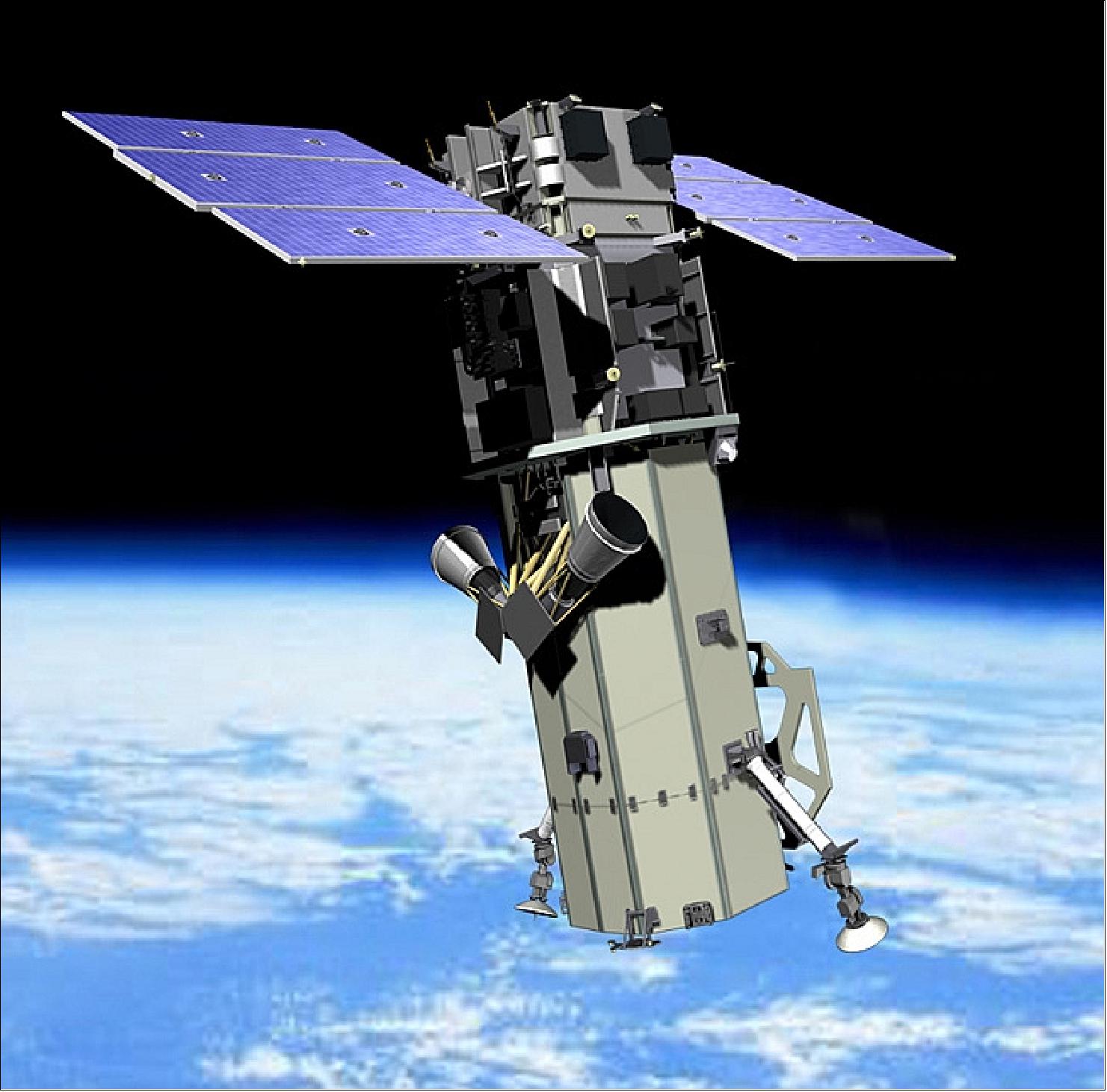 Figure 1: Artist's rendition of the deployed WorldView-3 spacecraft in orbit (image credit: DigitalGlobe)