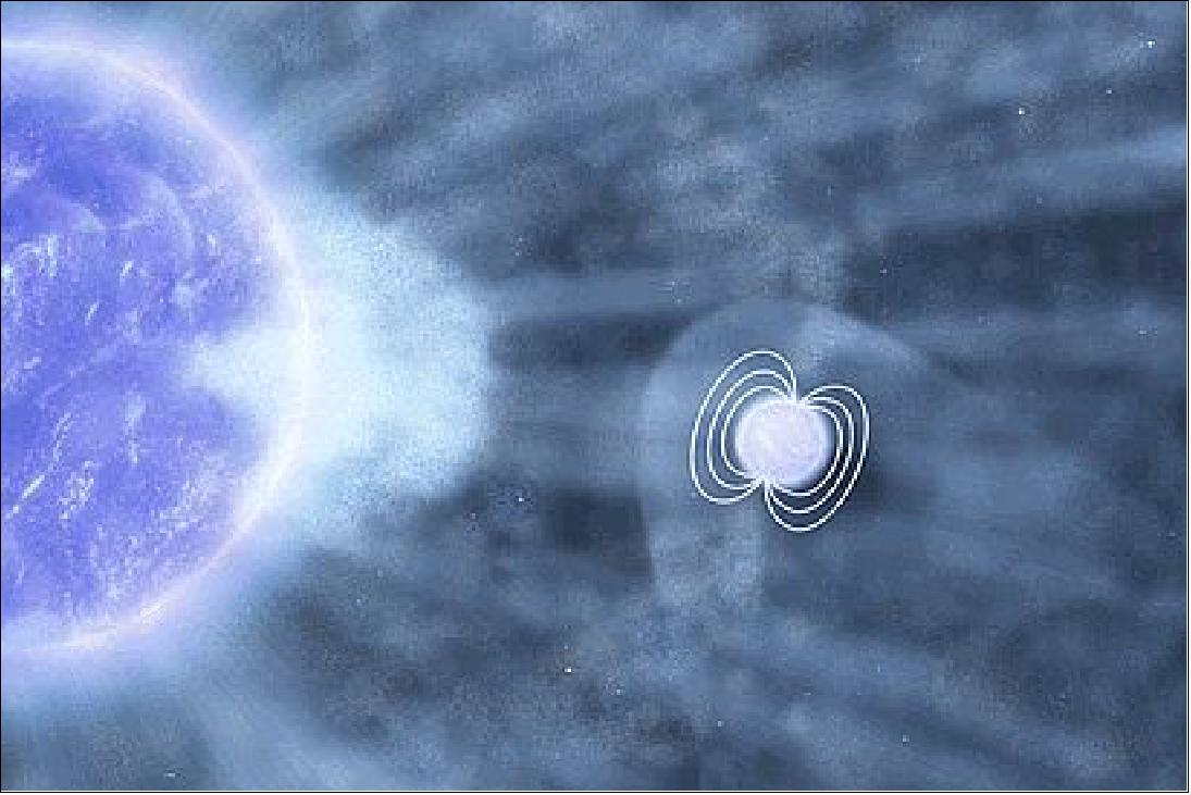 Figure 127: Artist's impression of a neutron star devouring a massive clump of matter (image credit: ESA/AOES Medialab)