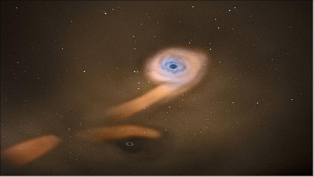 Figure 118: Artist's impression of a binary supermassive black hole system (image credit: ESA, C. Carreau)
