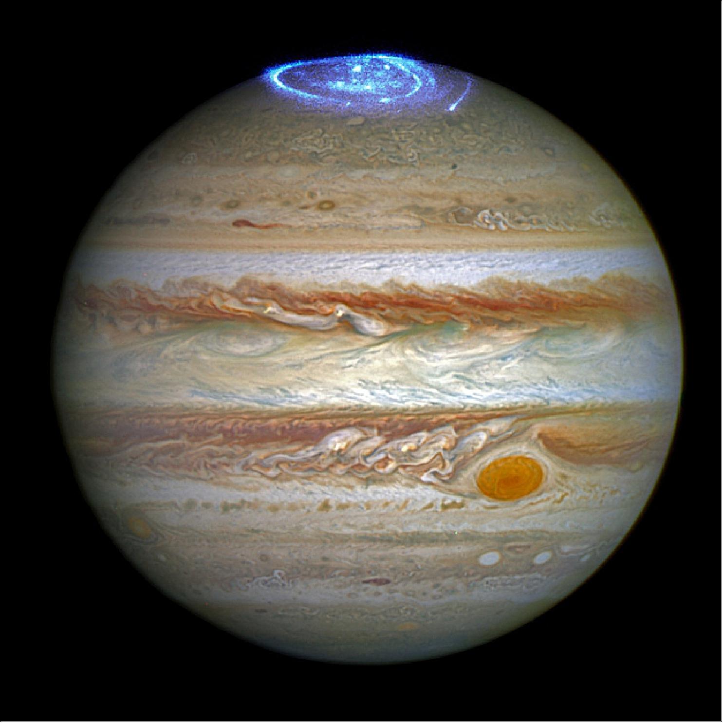 Figure 92: The Hubble Space Telescope depicts Jupiter (image credit: NASA, ESA, and J. Nichols (University of Leicester))