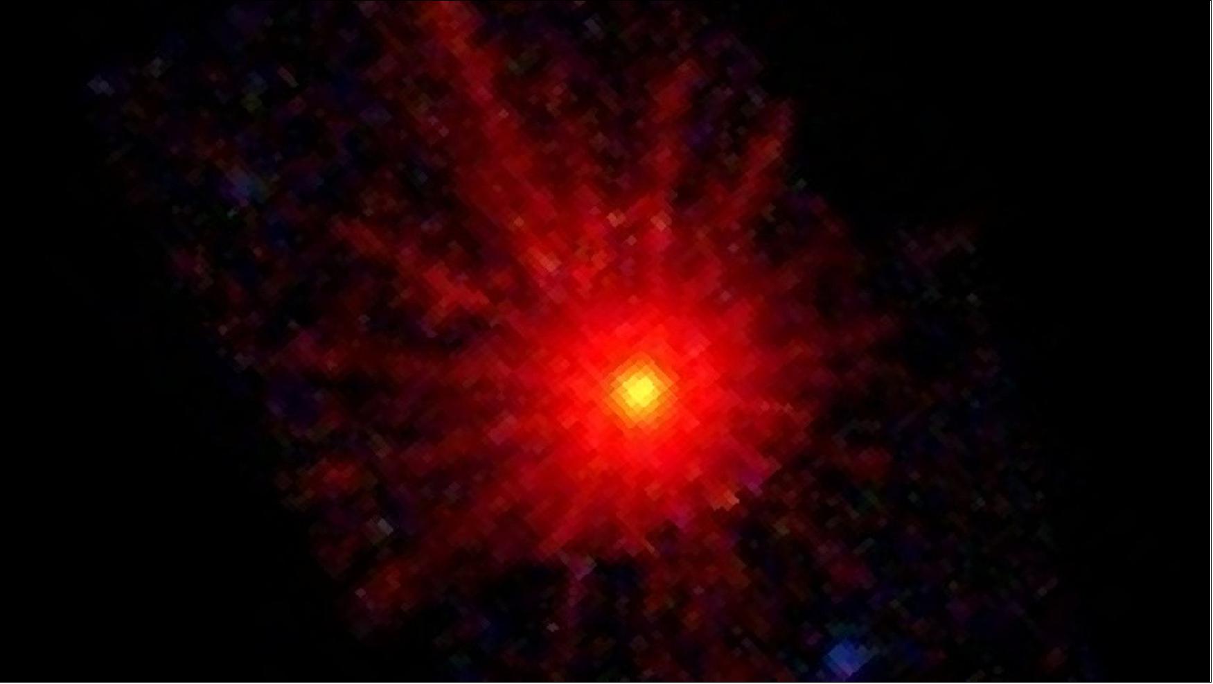 Figure 65: The cosmic source called ASASSN-14li, concealing a black hole at least one million times as massive as the Sun that shredded and devoured a nearby star, as viewed by the European Photon Imaging Camera (EPIC) on ESA's XMM-Newton X-ray observatory. Observations of ASASSN-14li have revealed an exceptionally bright and stable signal that oscillated over a period of 131 seconds for a long time: 450 days. By combining this with information about the black hole’s mass and size, the astronomers found that the hole must be spinning rapidly – at more than 50% of the speed of light – and that the signal came from its innermost regions (image credit: ESA/XMM-Newton)