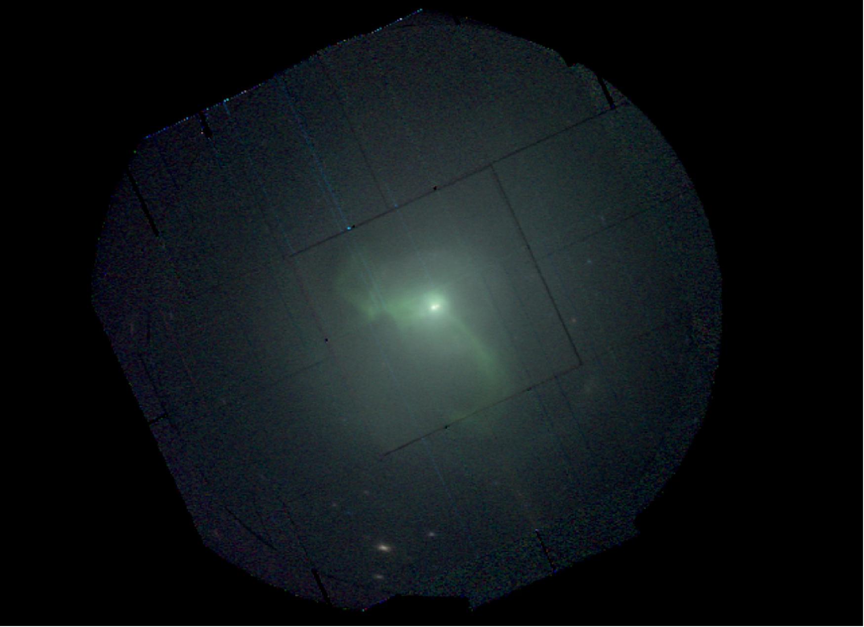 Figure 58: The core of the massive galaxy M87 (Messier 87) as viewed in X-rays by ESA’s XMM-Newton space observatory. The activity of the black hole also generates shock waves, such as the circular feature that can be seen around the center of the image. This view is based on data collected at X-ray energies between 0.3 and 7 keV with the EPIC camera onboard XMM-Newton on 16 July 2017. The image spans 40 arcminutes on each side (image credit: ESA/XMM-Newton; Acknowledgement: P. Rodriguez)